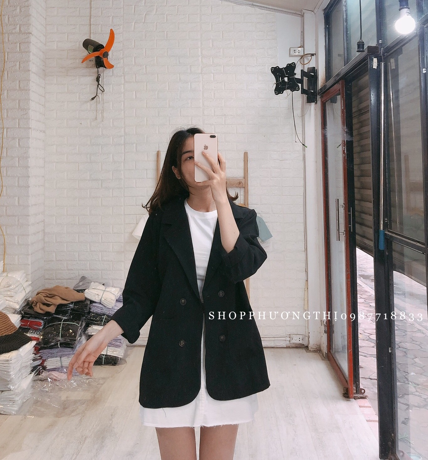 Áo blazer trơn hàn quốc 1 lớp (hình thật shop chụp/sẵn)