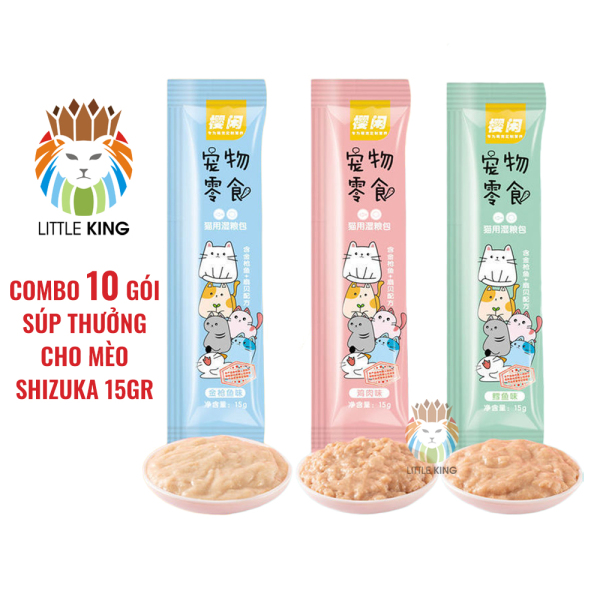 Súp thưởng cho mèo Shizuka Combo 10 gói súp dinh dưỡng Shizuka 15gr thức ăn cho mèo giá rẻ Little King pet shop