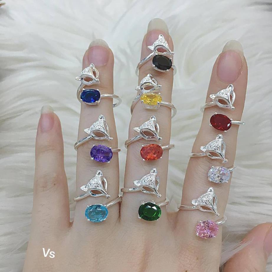 Nhẫn hồ ly bạc thật may mắn tình duyên đính đá to nhẫn nữ phong thuỷ chất liệu bạc chuẩn sáng đẹp/ Trang sức bạc JQN
