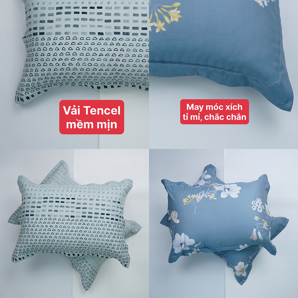Vỏ gối nằm Lụa Tencel Microfiber REE Bedding kích thước 50x70 mềm mịn