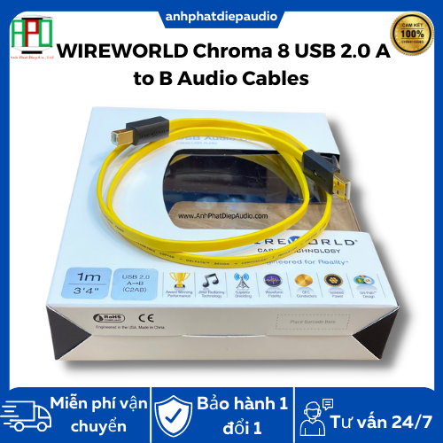 Dây usb wireworld chroma 8 usb 2.0 a to b audio cables