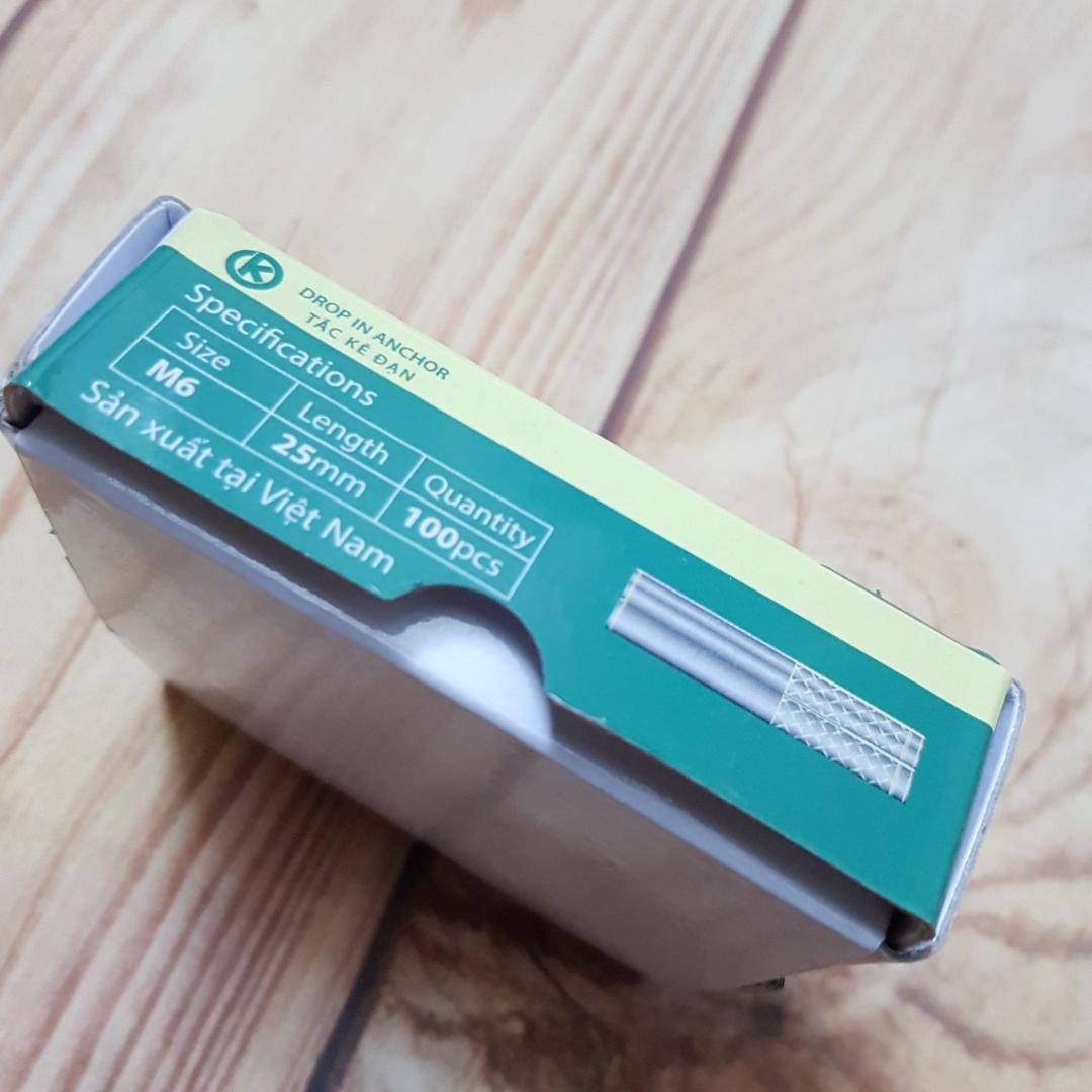 Hộp 100 con nở đóng bắt ti ren 6mmx25mm