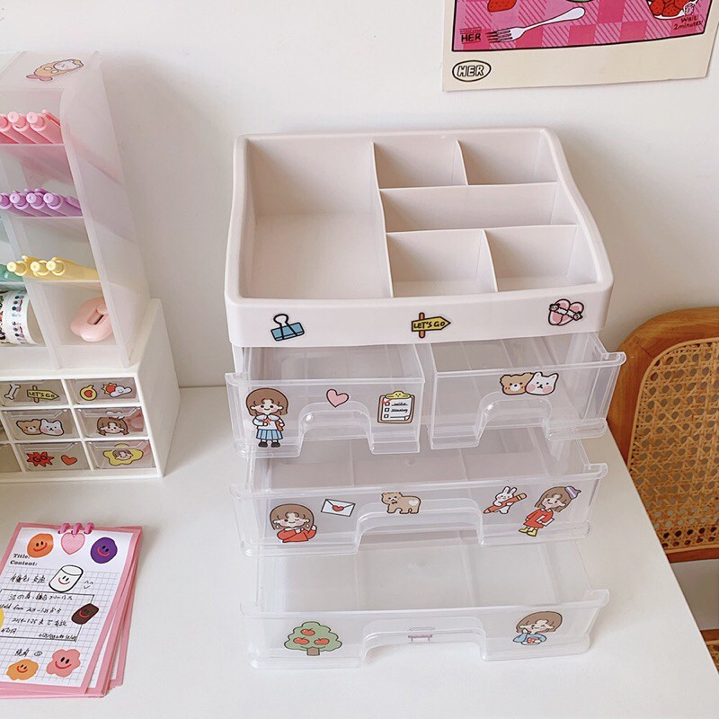 Tủ để đồ dùng học tập Zanmoo (Tặng Sticker trang trí)