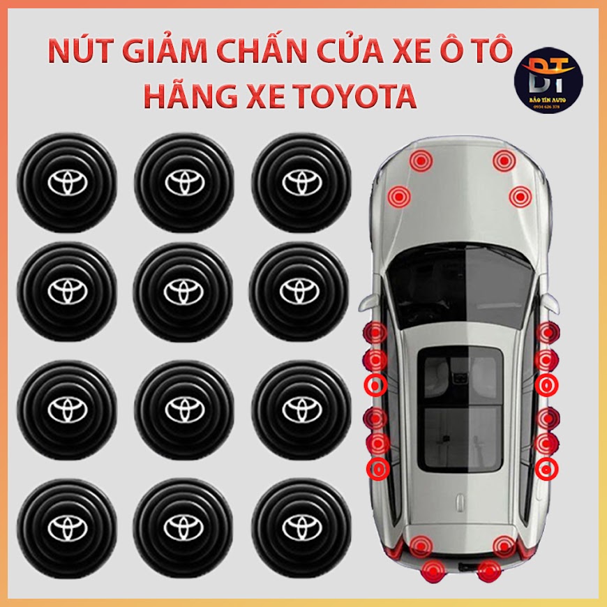 Combo 16 PCs Toyota logo car door shock absorber rubber auto shock absorber seat covers for vinfast car, trunk, shock pad foam mazda, Toyota,Honda,Hyundai,Kia,Ford,Nissan