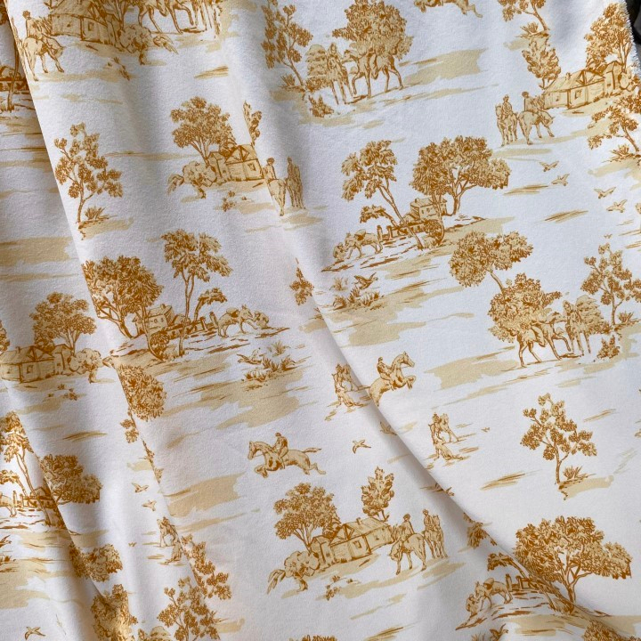 Vải lụa hàn châu phong cảnh khổ 1m5 - chất rũ nhẹ, mềm mịn, giãn nhẹ - may áo dài, áo kiểu, đồ bộ