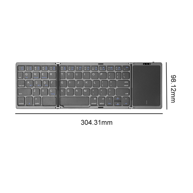 Xách tay mini ba gấp bluetooth bàn phím 64 phím không dây có thể gập lại touchpad bàn phím cho ios android máy tính bảng điện thoại