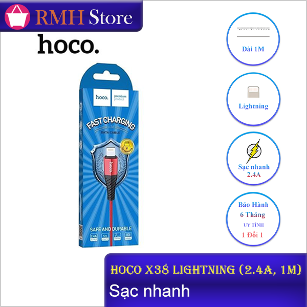 [Thương Hiệu HOCO] Cáp sạc Hoco X38 Lightning(2.4A, Sạc nhanh,  1 Mét)  - màu ngẫu nhiên