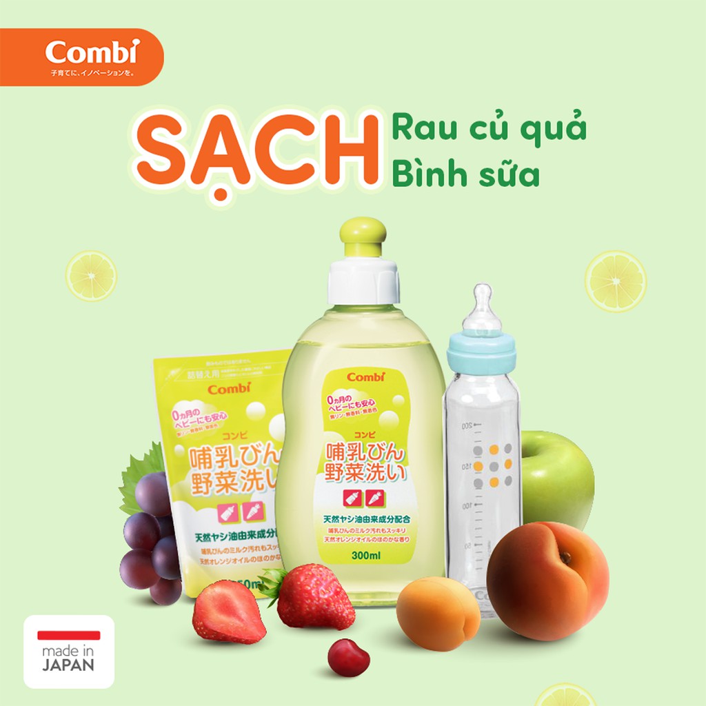 Nước rửa bình sữa và rau củ quả túi/chai Combi