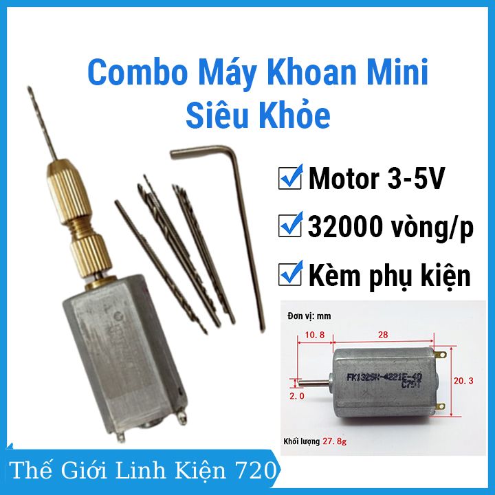 Combo máy khoan mini 3-5V siêu khỏe V1, máy khoan cầm tay đa năng full phụ kiện khoan