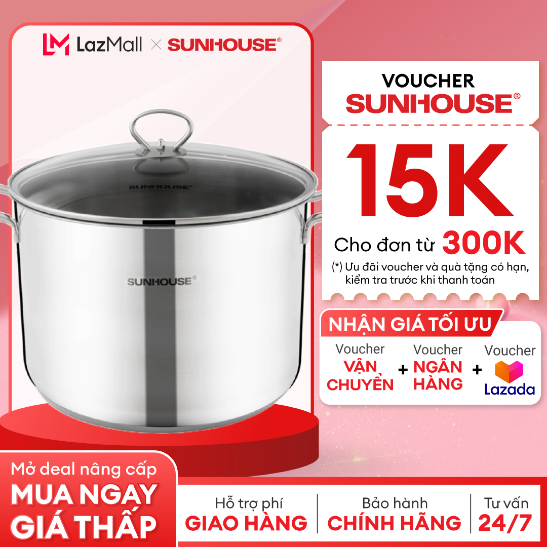 Nồi Luộc Gà Inox 3 Đáy SUNHOUSE SH28LG - 28 cm - Đáy 3 Lớp Truyền Nhiệt Nhanh - Chất Liệu Inox An Toàn - Phù Hợp Mọi Loại Bếp - Hàng Chính Hãng