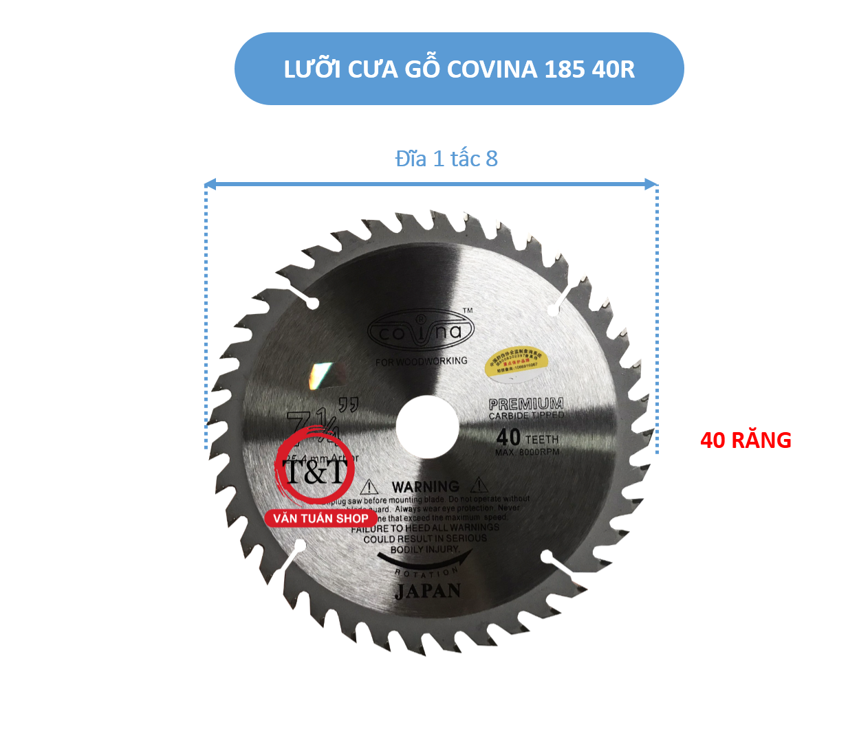 [HCM]Lưỡi cưa gỗ 180 40 răng COVINA
