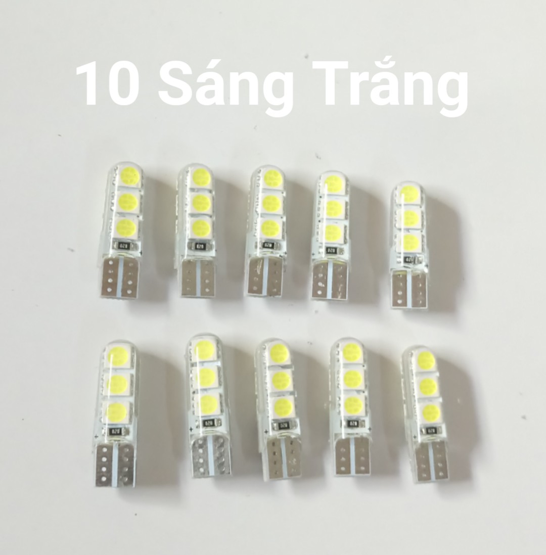Combo 10 Bóng Đèn LED Chân T10 Cho Xe
