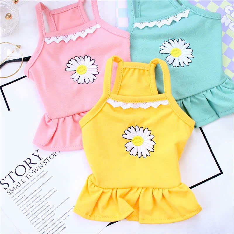 Daisy Embroidered Dresses for Dogs and Cats - T3 Pets Shop