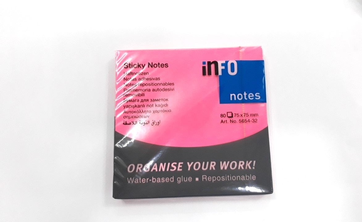 Giấy note màu dạ quang 3 x3  Info - Đức ( 1 xấp )
