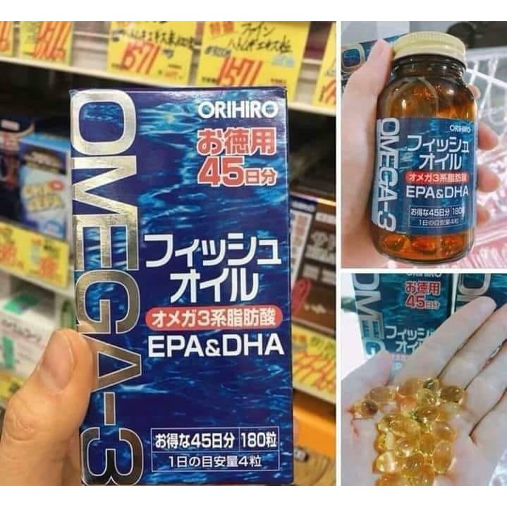 [HCM]Dầu cá Omega 3 DHA/EPA ORIHIRO hộp 180v
