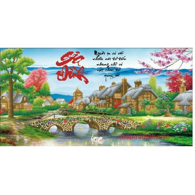 Tranh đính đá gia đình df290 kt 110x60cm chưa đính