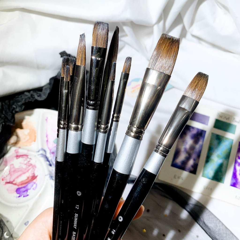 Cọ Vẽ Lông Sóc Sunway Đầu Vuông B207 Flat Brush