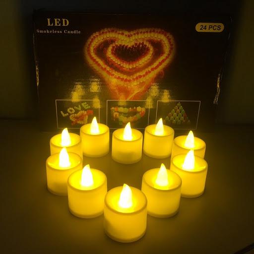 Hộp 24 viên nến điện tử ánh sáng trắng - tặng kèm pin