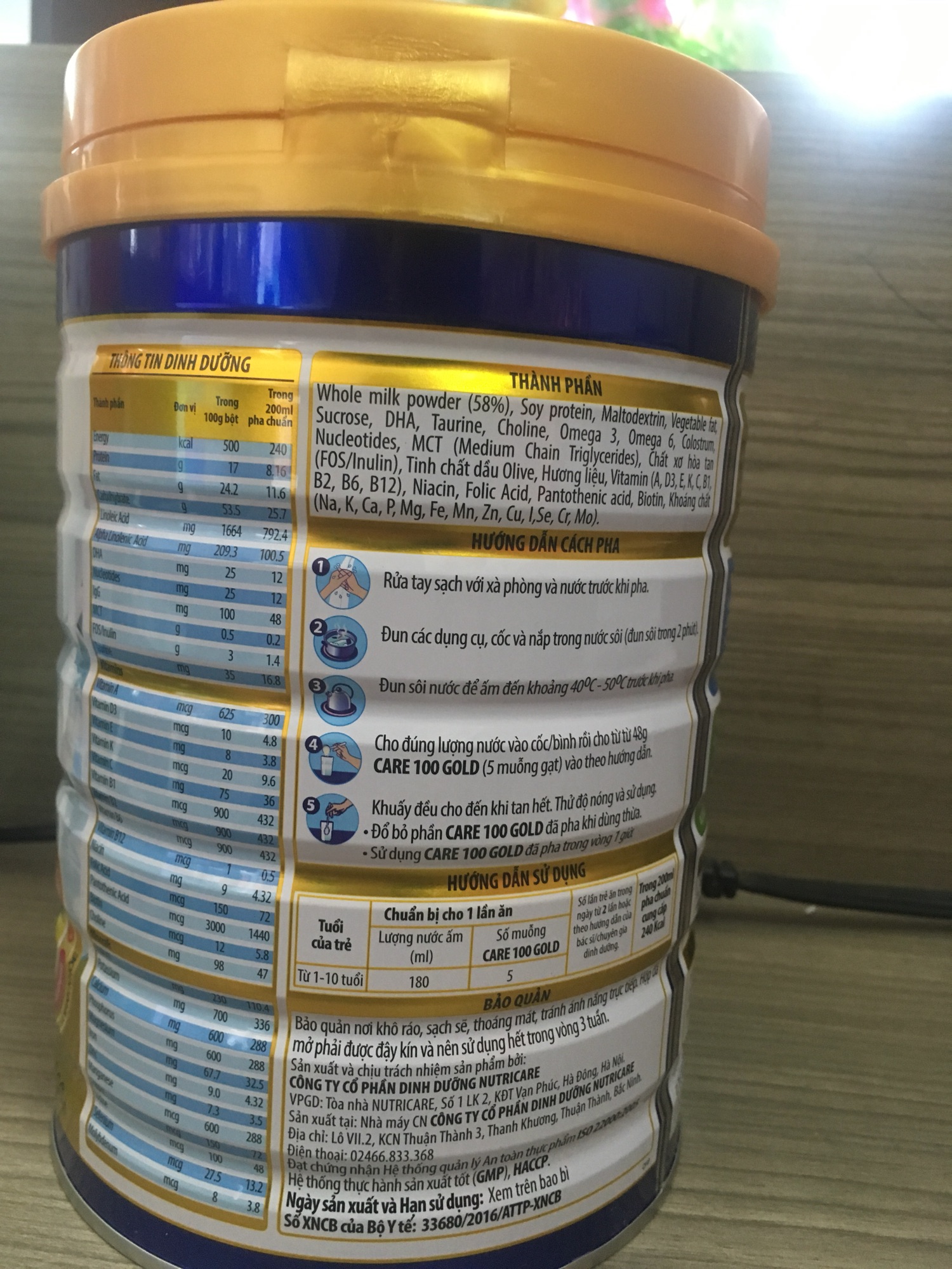 [HCM]Sữa Care 100 Gold 900g (cho trẻ từ 1 – 10 tuổi)