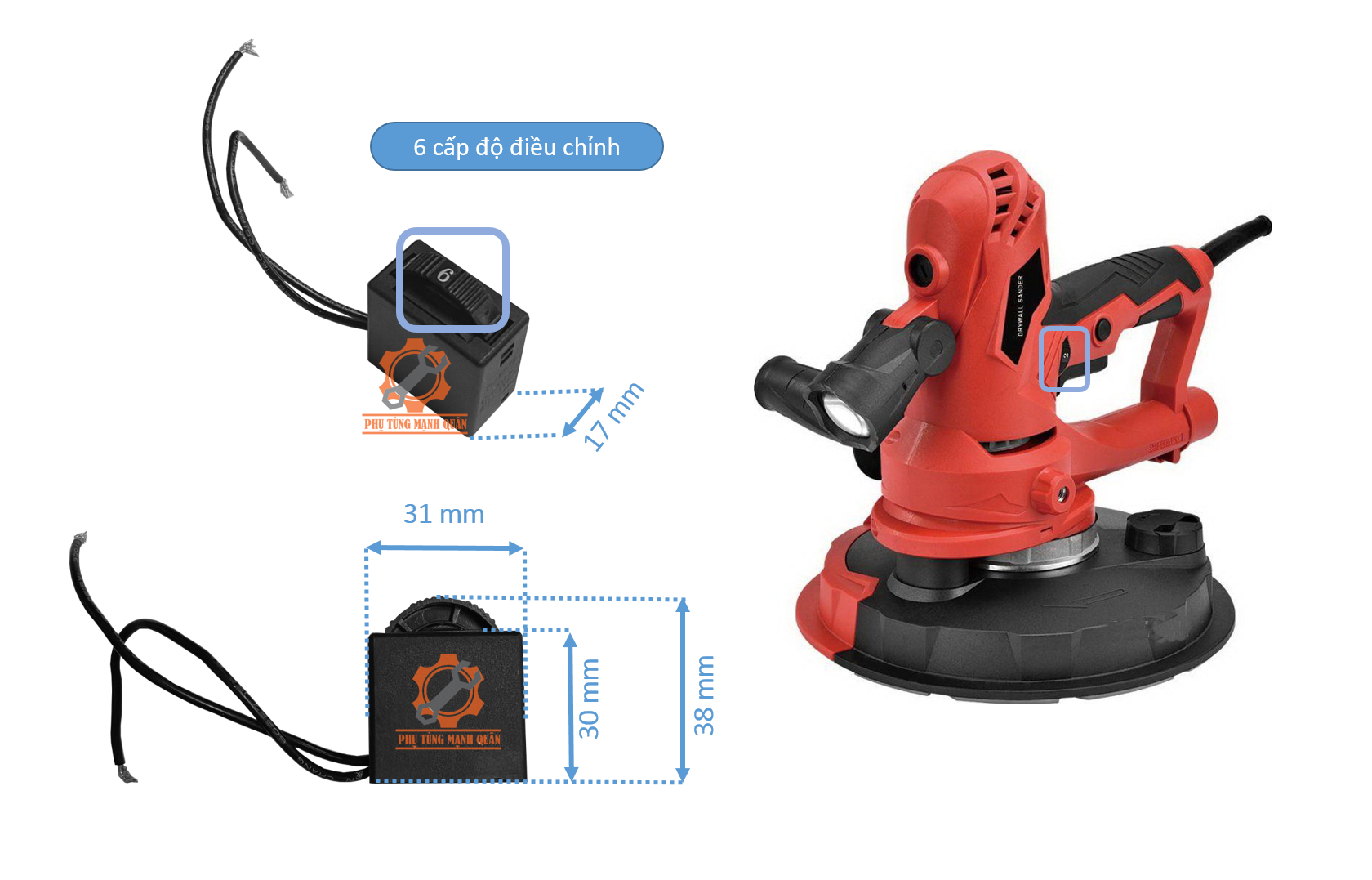 Công tắc điều tốc máy chà tường loại lớn