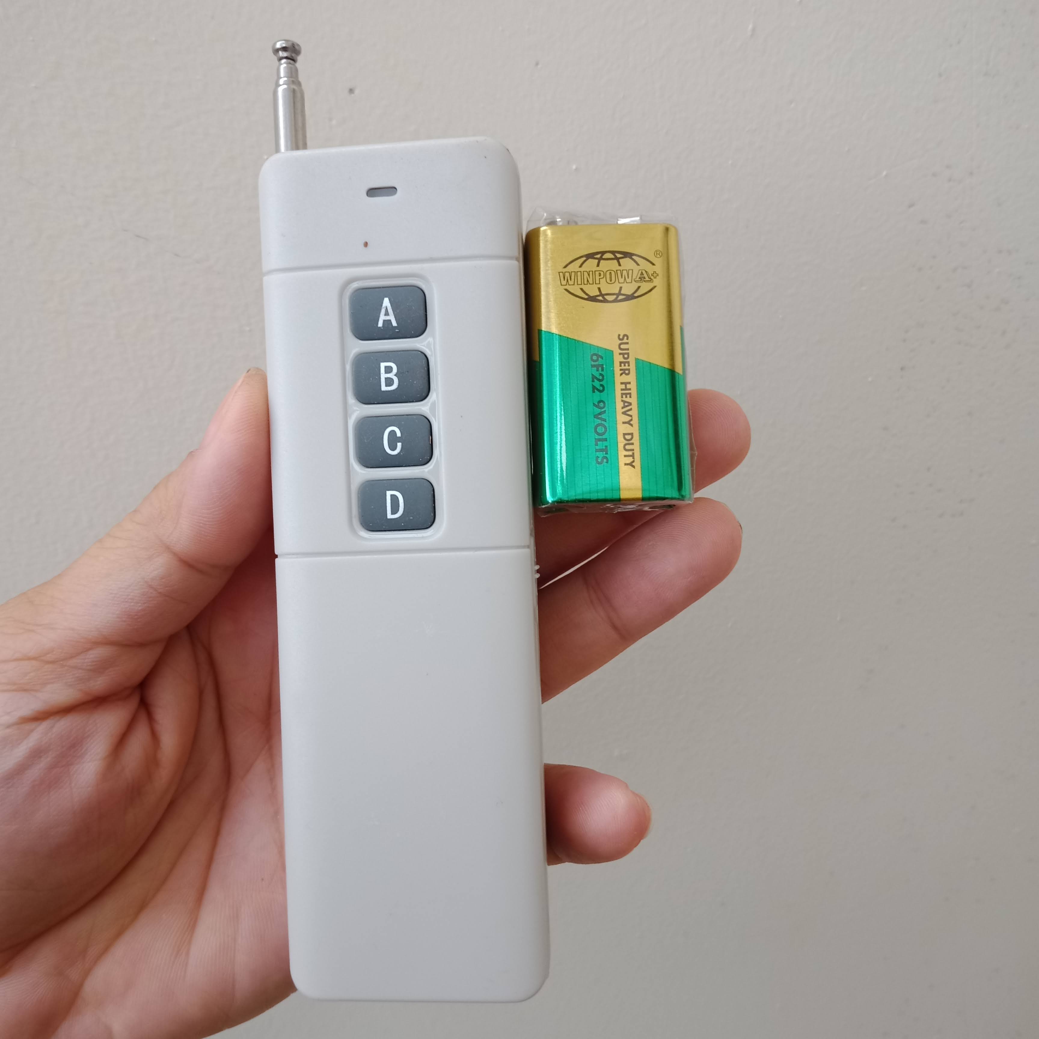 [có Pin] Remote tay dài tần số 433Mhz 4 nút ABCD học lệnh độc lập