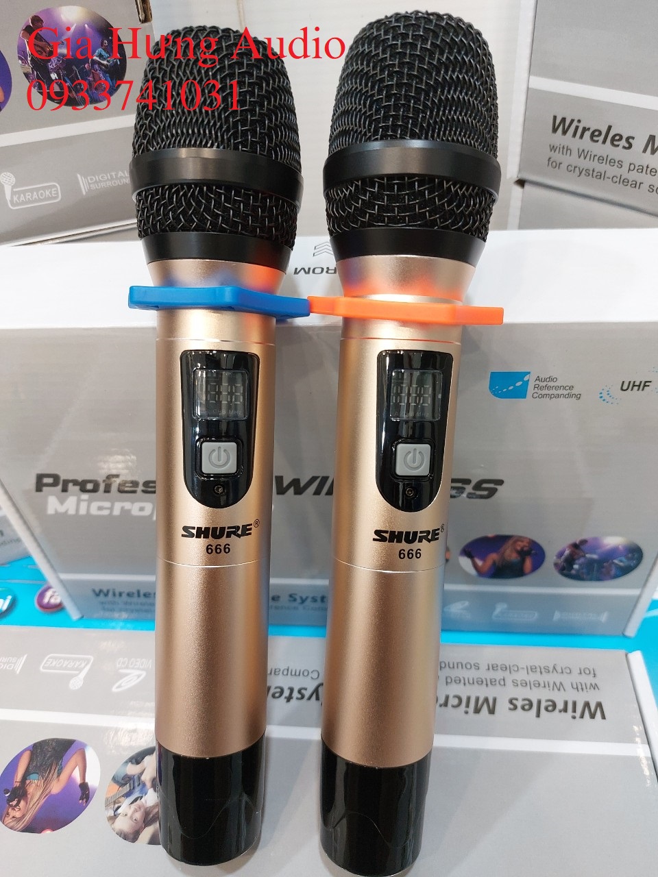 [HCM] Micro không dây cao cấp Shure 666, hát nhẹ ít hú.