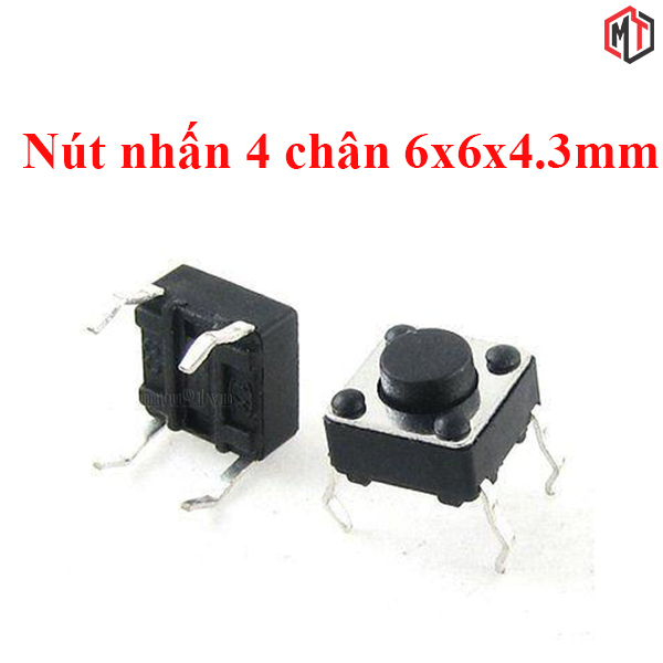 15 cái - nút nhấn 4 chân 6x6x4.3mm dip