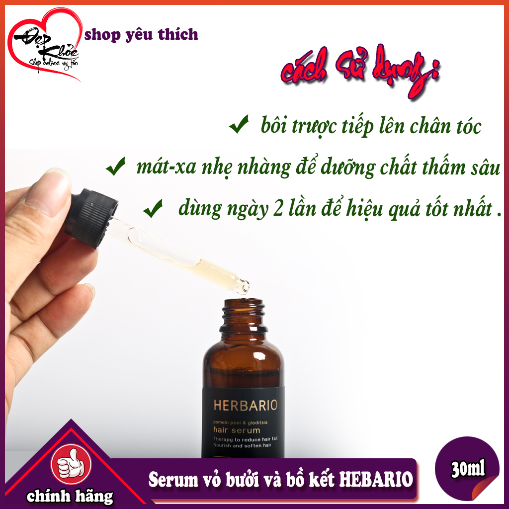 [HCM]Serum mọc tóc HEBARIO Vỏ Bưởi Và Bồ Kết 30ml ( ngăn rụng tóc mọc tóc nhanh dày và đen hơn )