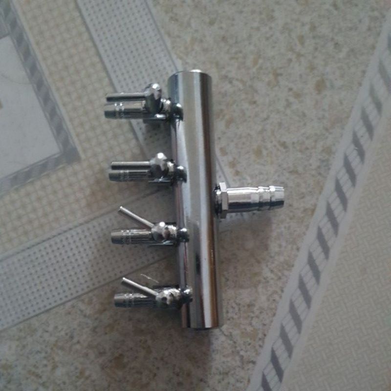 Van inox khóa chia khí oxi - vòi inox chia 4 khí oxy, co2 cho bể cá