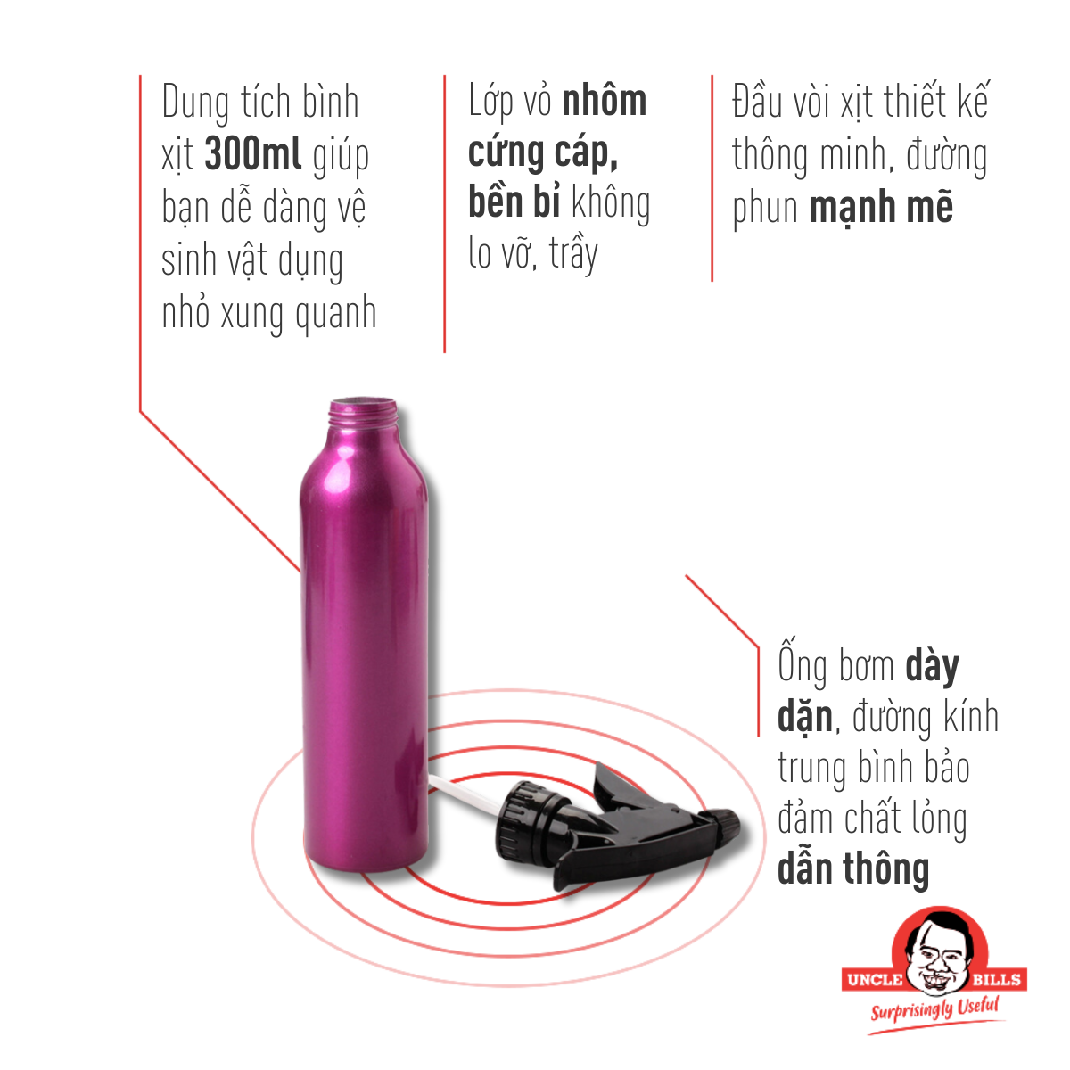 Bình xịt nhôm UBL BL0042N-Do 300ml (Đỏ)