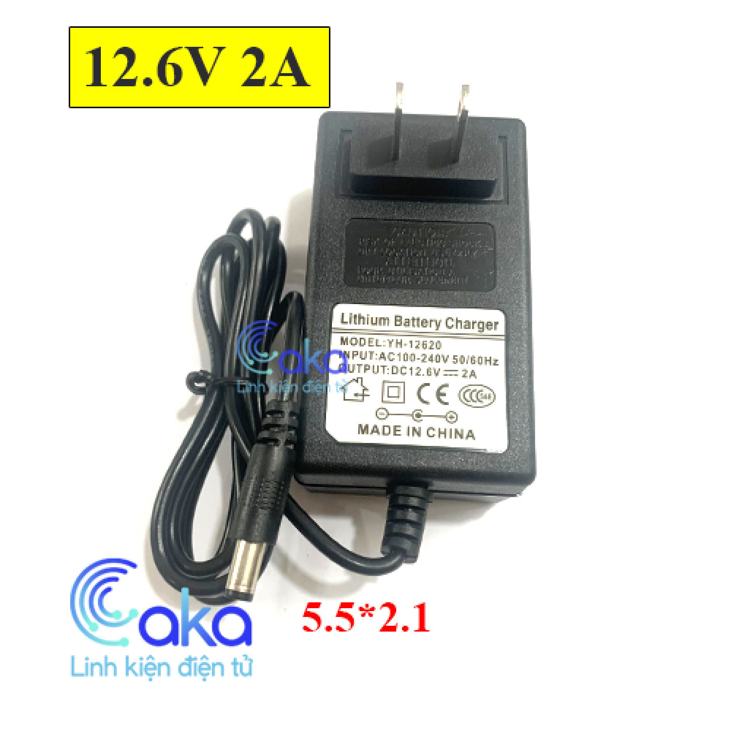 Sạc 3s 12.6v 2a vuông, chuyên sạc pin li-ion 10.8v-12v, có đèn báo đầy.