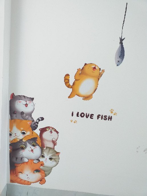 [HCM]Decal dán tường  MÈO BẮT CÁ - Trang trí phòng bé