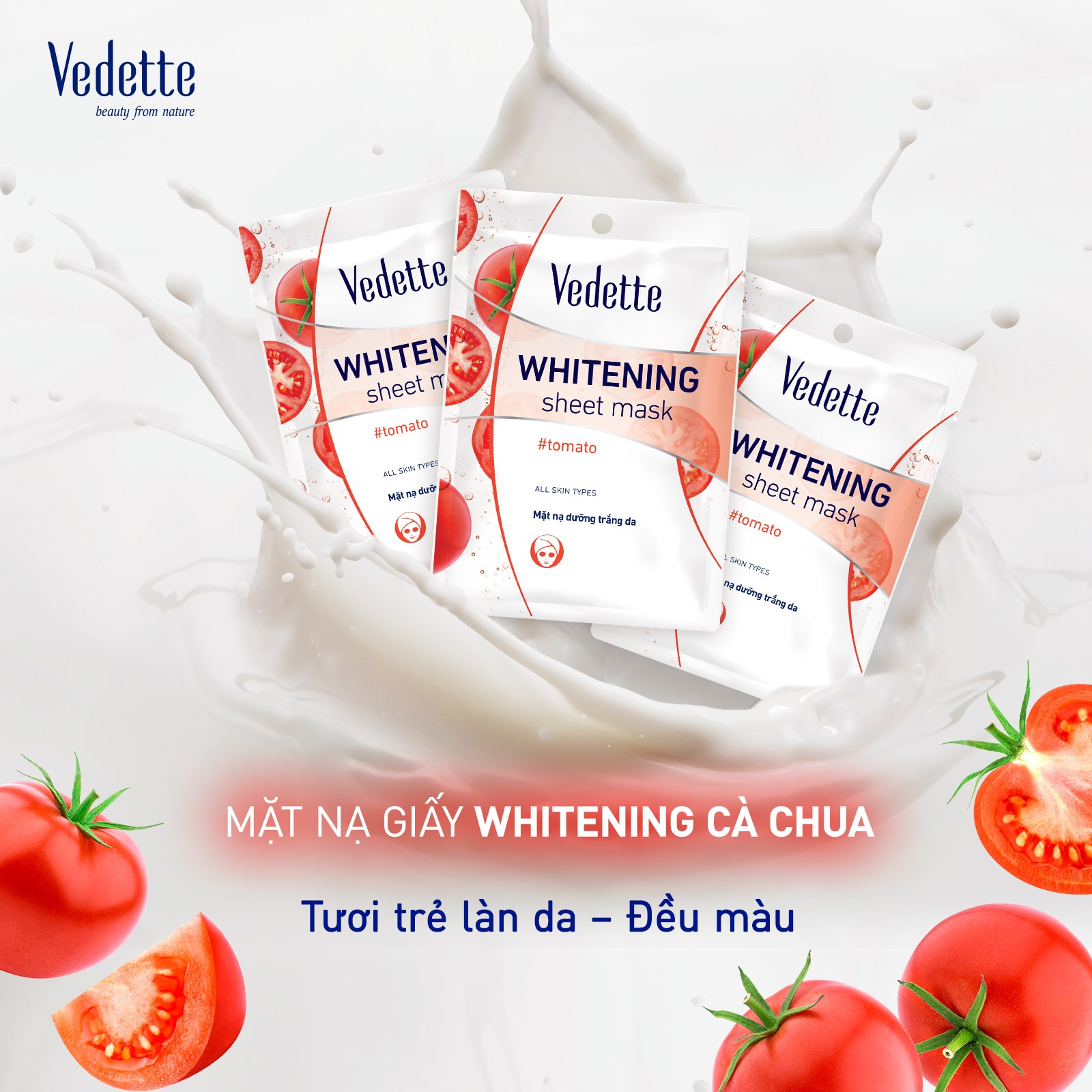 Mặt Nạ Giấy Trắng Da Cà Chua Vedette 22Ml