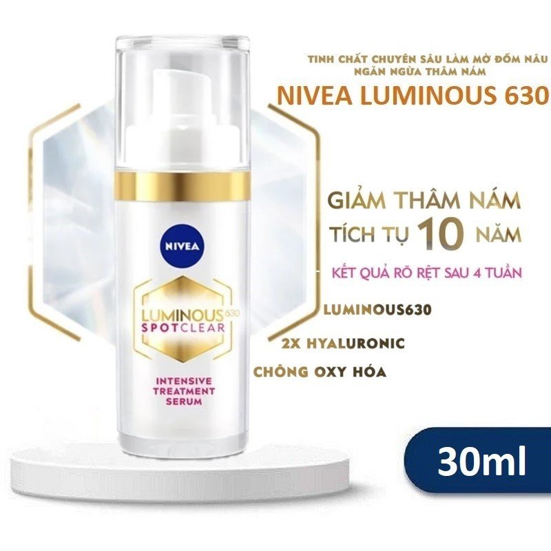 Combo serum & sunscreen Nivea Luminous630 anti-dark spot lotion intensive whitening fade speckle Brown, intensive pigmentation prevent aging hó Nivea luminous 630 anti-Dark Spot Serum & Sun Protect