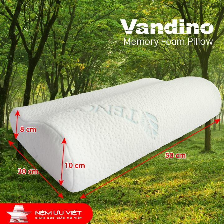 Gối Vandino Memory Foam Pillow Ưu Việt ( 30cm x 50cm x 8/10 cm )