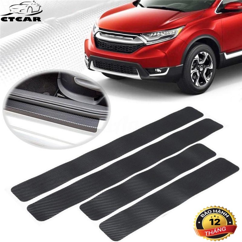 Bộ 4 miếng dán bậc chân cửa xe hơi chống xước,loại miếng dán cacbon chống xước ô tô Việt Car