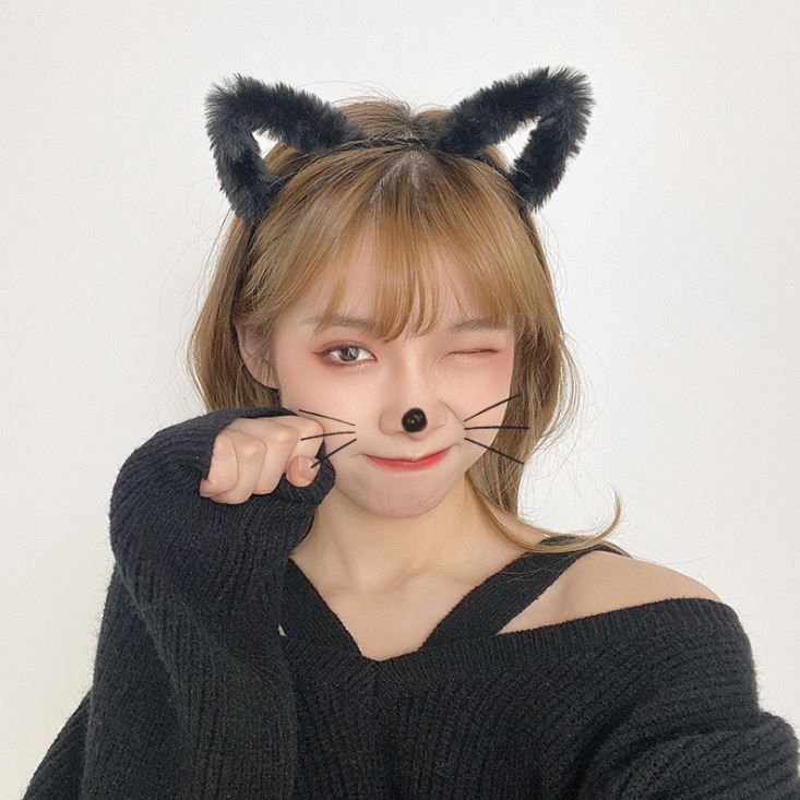 Băng Đô, Bờm Cài Tóc Tai Mèo Trắng Đen Siêu Cute