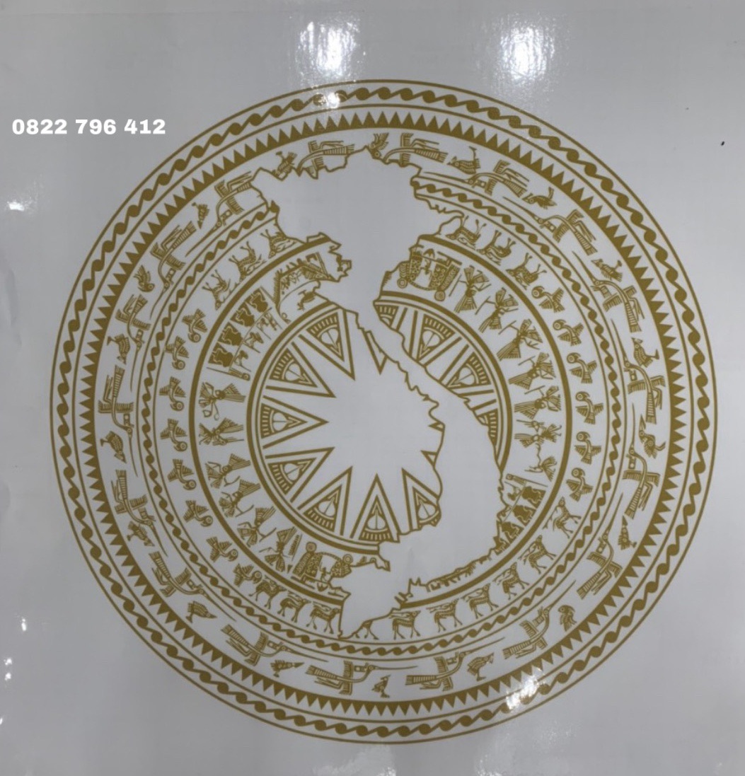 Tem trống đồng màu đồng dán nắp capo cho xe 4c-7c