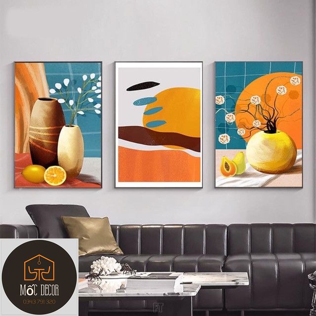 Tranh treo phòng ăn, tranh canvas đẹp giá rẻ, tranh treo tường, tranh Decor phòng, combo 3 bức có khung treo