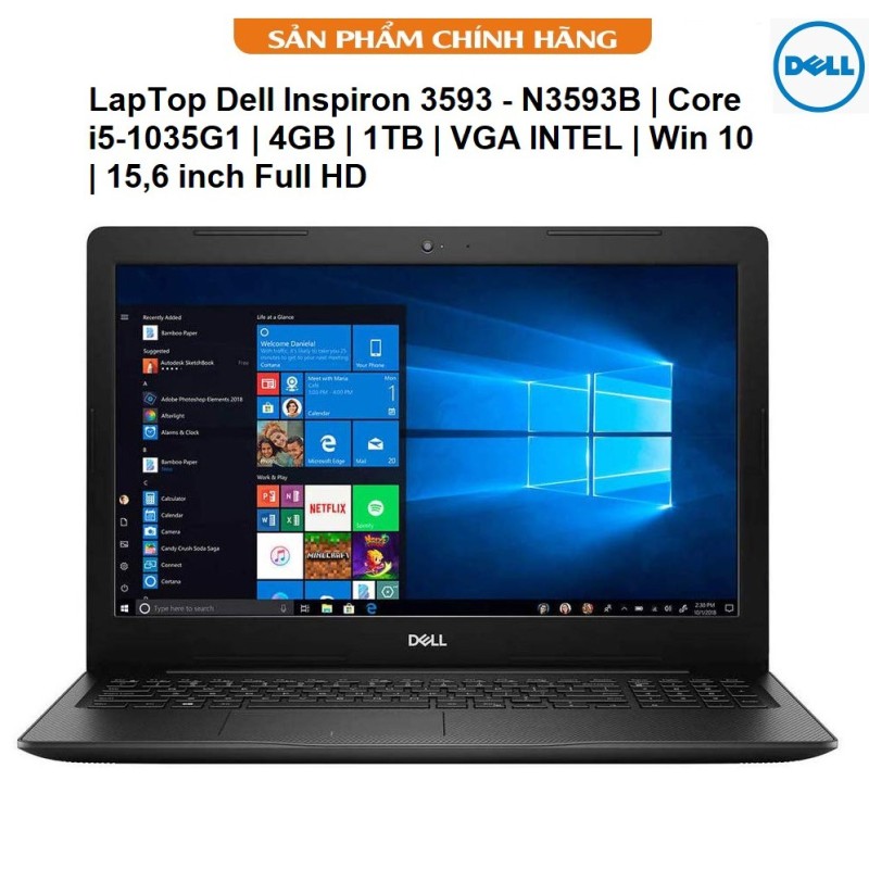 Bảng giá Dell Inspiron 3593 (N3593B) Intel Core i5 1035G1 4GB 1TB VGA INTEL Win 10 Full HD Phong Vũ