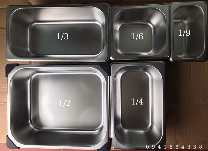 Khay Inox Đựng Topping 1/9, Khay Đựng Thạch(Có Nắp)