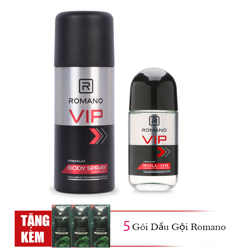 [HCM]COMBO Xịt ngăn mùi toàn thân Romano VIP 150ml VÀ Lăn VIP Romano 50ML