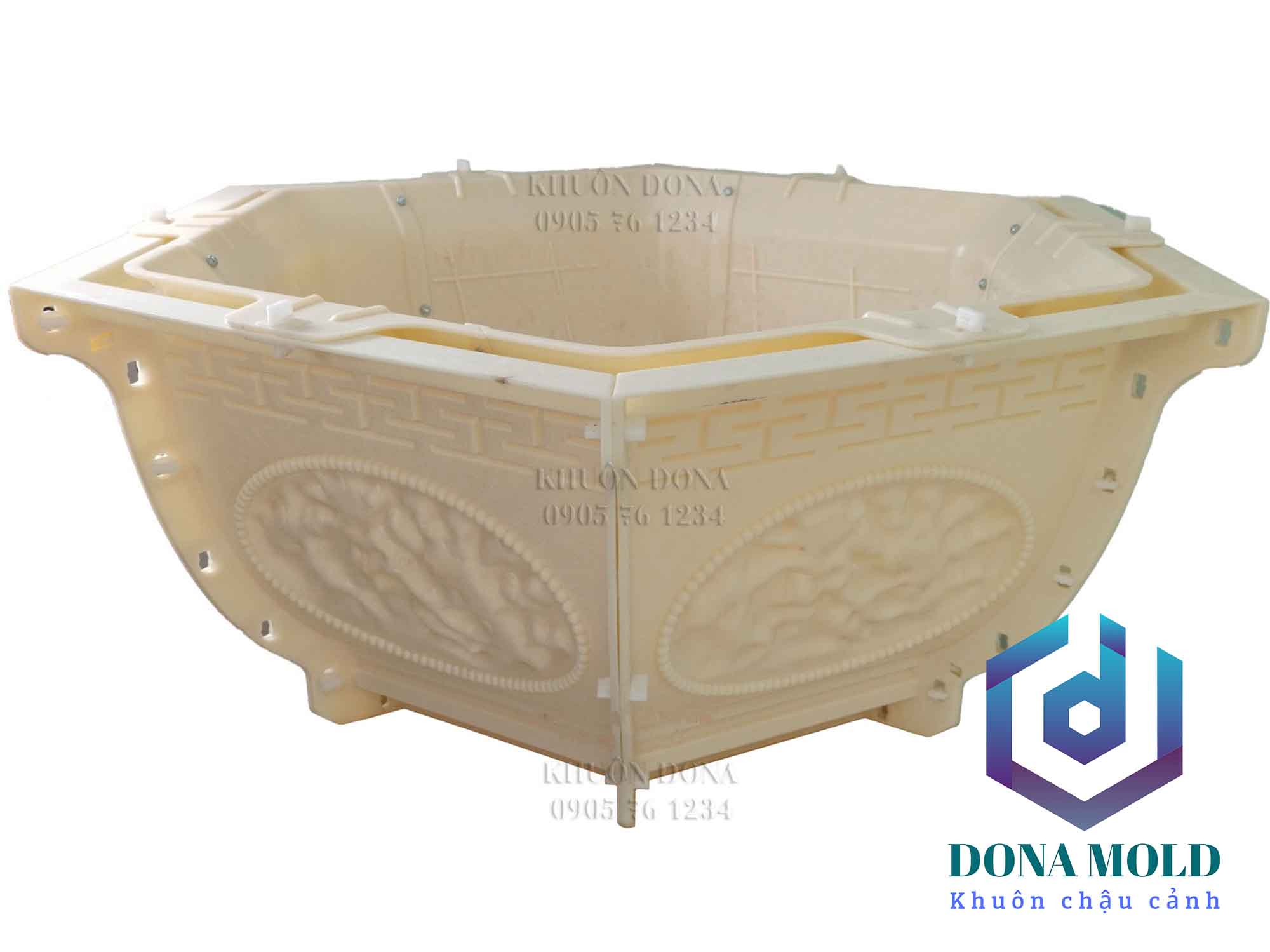 Khuôn Đúc Chậu Cảnh ABS Lục Giác 85 cm, cao 43 cm (Dáng bầu, không đôn). Nhựa ABS cao cấp