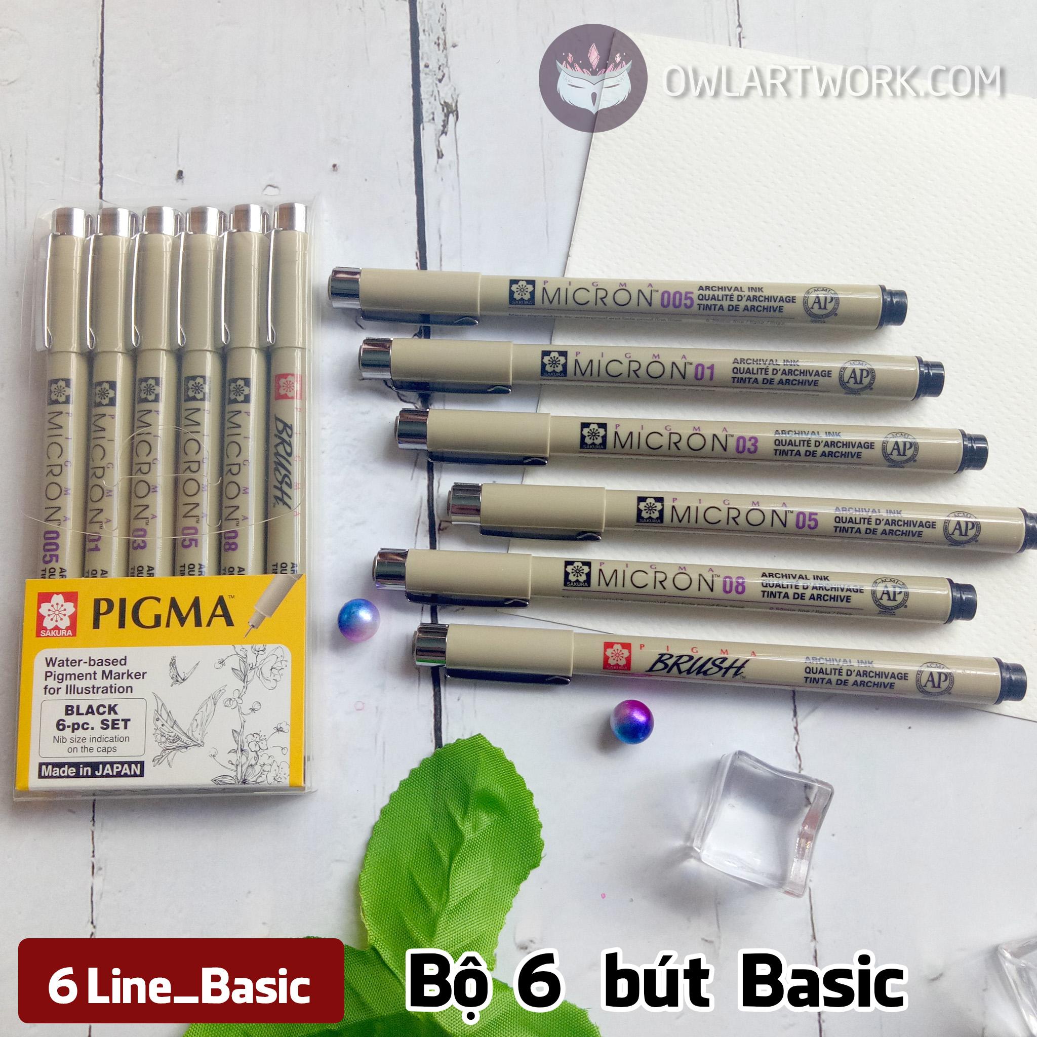 [HCM]Bộ 6 Bút Vẽ Đi Nét Cơ Bản (Basic) Sakura Micron