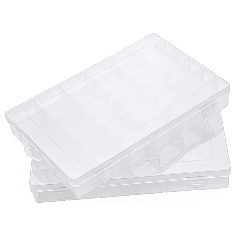 Earring Box Storage Box Jewelry Storage Box Transparent Plastic 36 Compartments with Lid and Adjustable Partition(2Pcs)