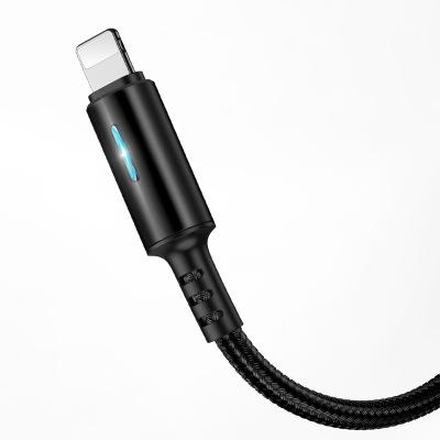 Cáp sạc nhanh hiển thị đèn LED dành cho iphone/Android dây dù 1,2M siêu bền