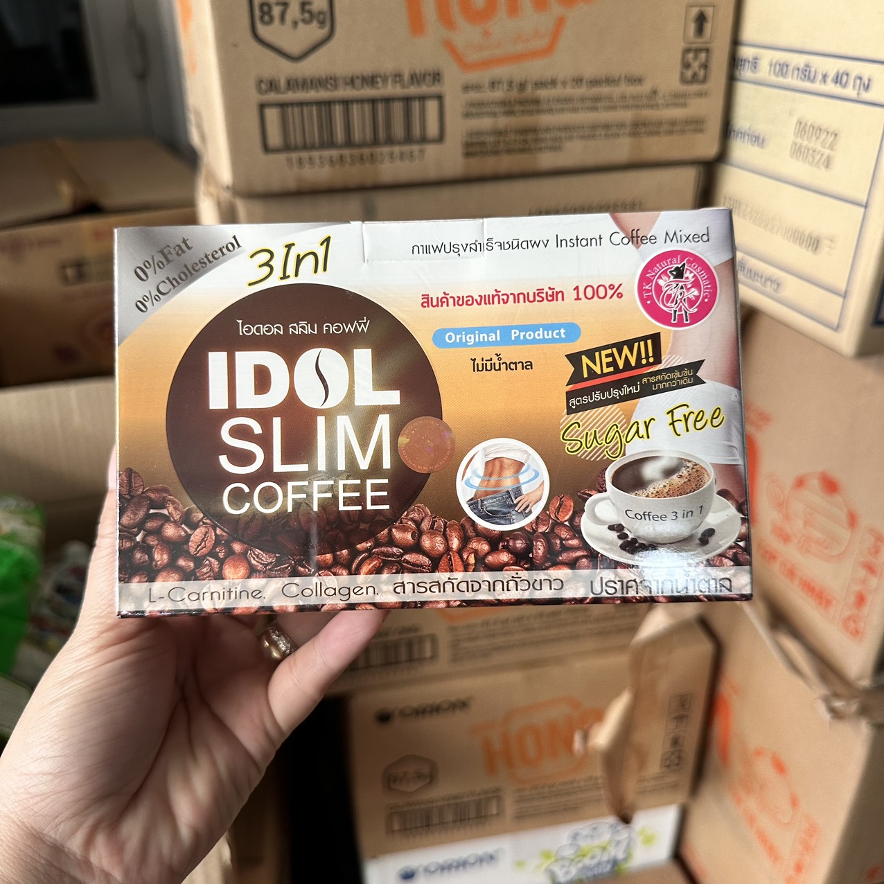 Cà phê giảm cân gói vàng idol slim coffee 3 in 1 thái lan hộp 10 gói