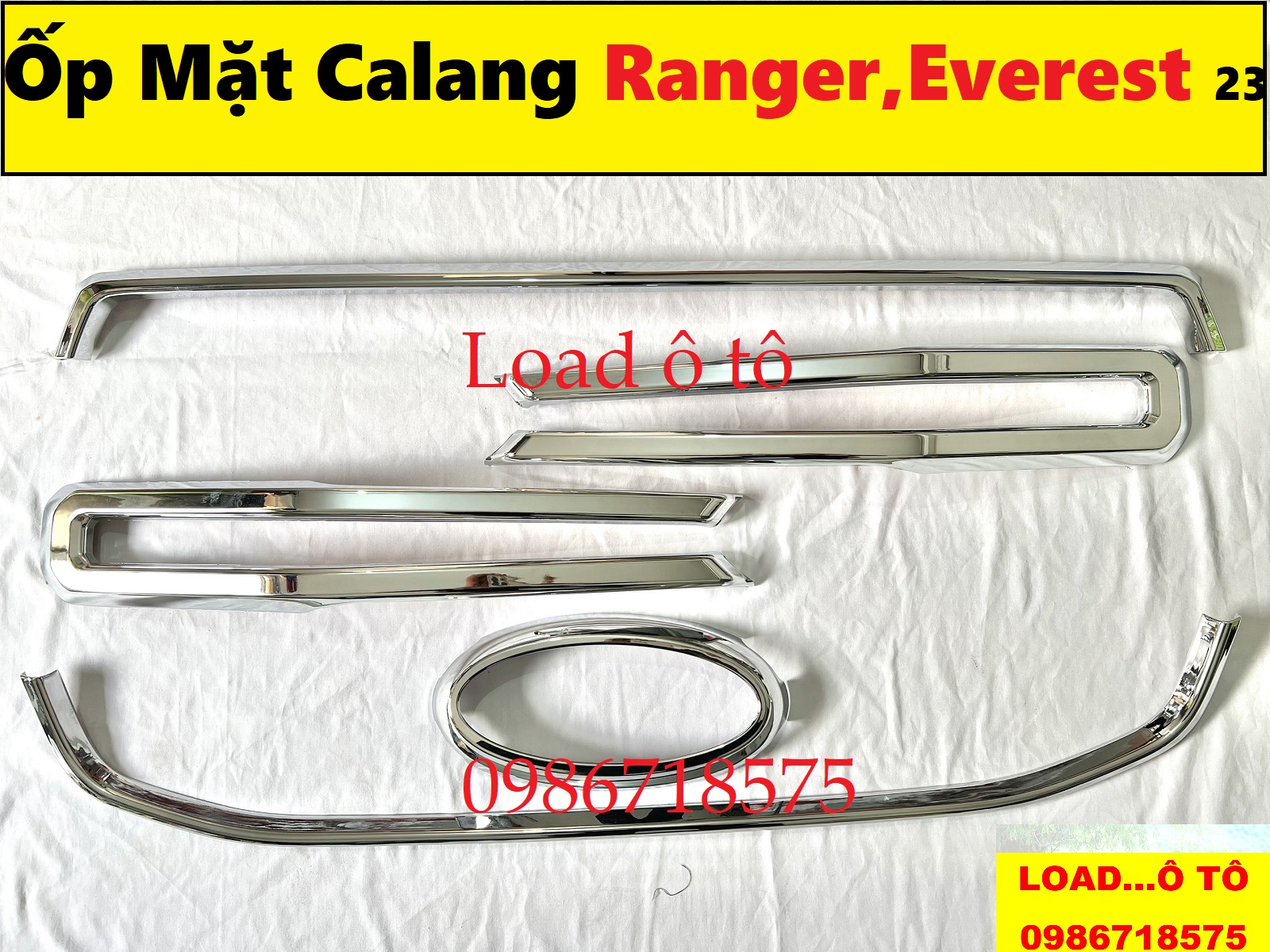 Ốp mặt calang xe ford ranger witrack, everest 2022-23 mẫu mới nhựa abs mạ crom cao cấp