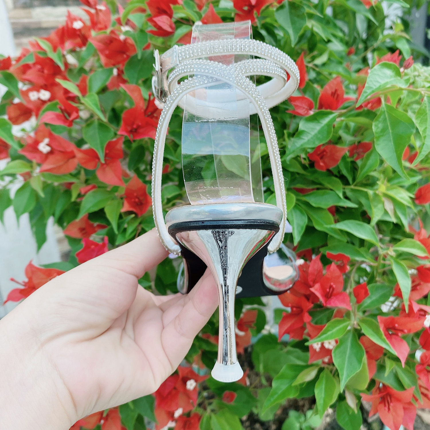 GUỐC NỮ 7 PHÂN CỰC XINH NƠ ĐÍNH ĐÁ MÀU BẠC