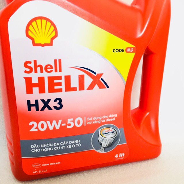 NHỚT SHELL HELIX HX3 20W-50 4LÍT